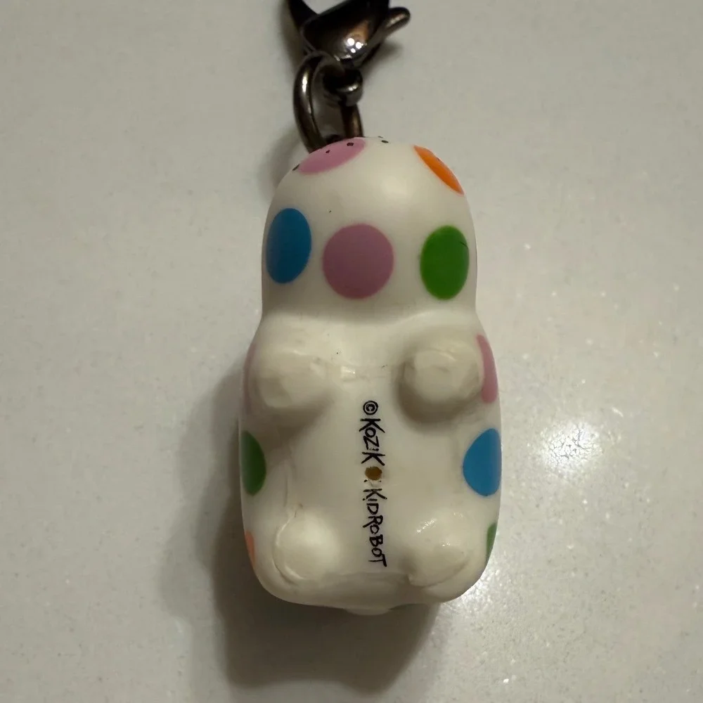 Kidrobot Frank Kozik Labbit Keychain White Polka Dot Vinyl Figure Accessory